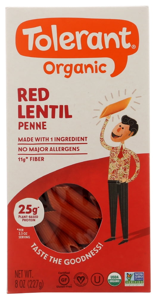 Tolerant Organic Red Lentil Penne, 8 oz