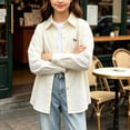 thumbnail image 5 of XUNKUSGA Girls Shirts Lightweight Loose Button Down Shirts for Girls Casual Collared Long Sleeve Shirts Jacket with Pocket for School Daily Streetwear 5-15Y, 5 of 6