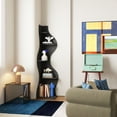 thumbnail image 3 of Yowos Corner Bookshelf, 5 Tier Modern Bookshelf Black Bookcase Small Storage Rack Wall Stylish Accent Wavy for Small Space, Plant Stand, 3 of 9