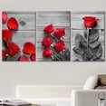 thumbnail image 2 of wall26 3 Panel Canvas Wall Art - Black and White Roses with Touch of Red Color - Giclee Print Gallery Wrap Modern Home Art Ready to Hang - 16"x24" x 3 Panels, 2 of 5