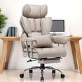 thumbnail image 2 of Desk Office Chair Big  Back PU Leather Computer Chair  Executive Office Chair with Leg Rest and Lumbar Support  Grey Office Chair, 2 of 6