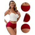 thumbnail image 3 of Unique Bargains Women's Floral Lace Breathable Mid Rise Underpants L Wine Red, 3 of 6