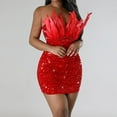thumbnail image 5 of HNMKIU Women's Fashion Sequin Evening Gown Long Dress for and Holiday Dresses Red，M, 5 of 9