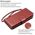 thumbnail image 3 of eBizWare RFID Blocking Leather Wallet Cell Phone Case with Wrist Strap for Samsung Galaxy A35, Red, 3 of 7