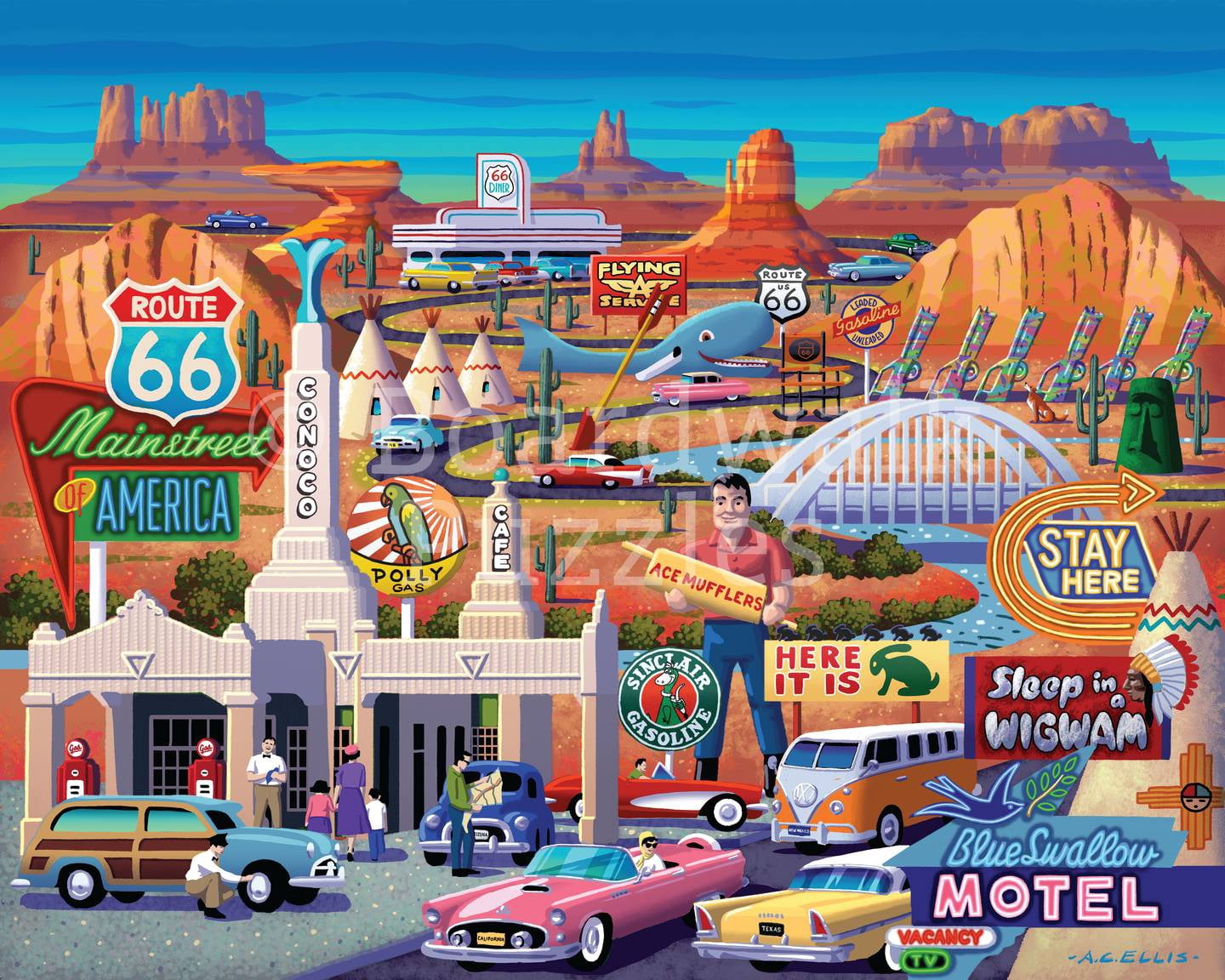 Route 66 - 1000 Piece Boardwalk Jigsaw Puzzle