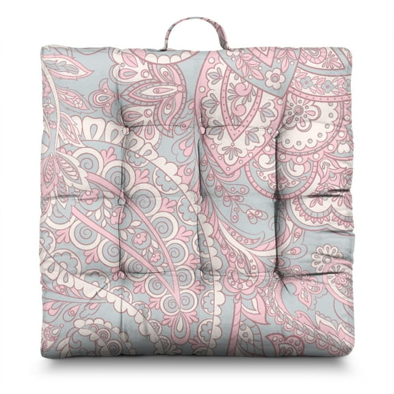 Exotic Mandala Meditation Pouf - Oversized Square Floor Pillow for Cross-Legged Sitting & Relaxation