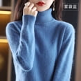 thumbnail image 3 of Suéter de cachemira 100 % visón nuevo de otoño e invierno de 2023, jersey de punto de cuello alto para mujer, top holgado de moda coreana para mujer, 3 of 5