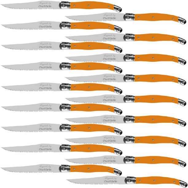 Cuchillo de Acero Laguiole LaguioleOrange 18 pzas 23 cm Naranja Acero Inoxidable Cuchillo para carne.