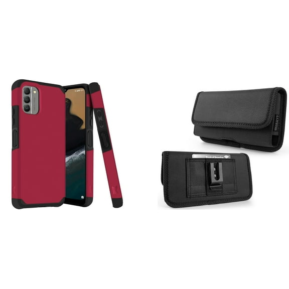 MK Armor Case for Nokia G400 5G and Horizontal Nylon Belt Holster - Magenta