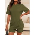 thumbnail image 6 of PRETTYGARDEN Women's Two Piece Matching Lounge Sets Summer Casual Tops Short Sleeve Shirts Shorts Travel Airport Outfits, 6 of 7