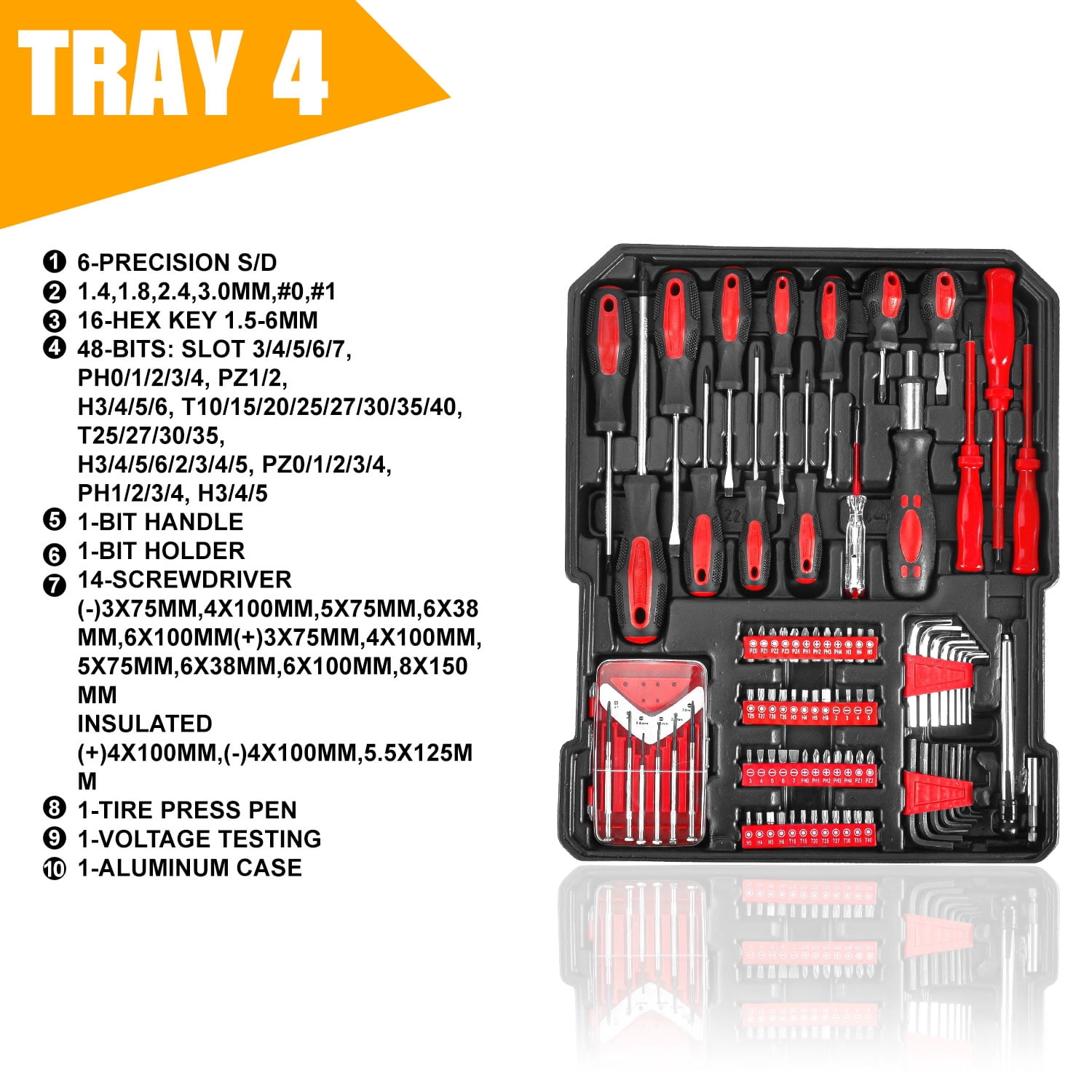 MasterSpec 1180pcs Professional Tool Set Aluminum Case Tool Kits w