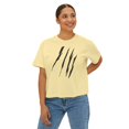 thumbnail image 3 of Effete Feline Claw Marks Scratch Women Boxy Tee, 3 of 6
