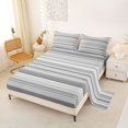 thumbnail image 2 of Castle Fairy Geometric Horizontal Stripe King Sheets 4pcs,Mid Century Thin Line Bedding,Gray Silver White,1 Flat Sheet, 1 Fitted Sheet and 2 Pillowcases, 2 of 7
