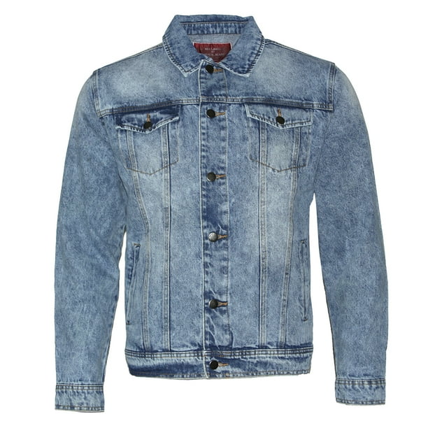 Patrol Jeans Mens Premium Cotton Faded Denim Jean Button Up Slim Fit Jacket Light Blue S Walmart Com Walmart Com