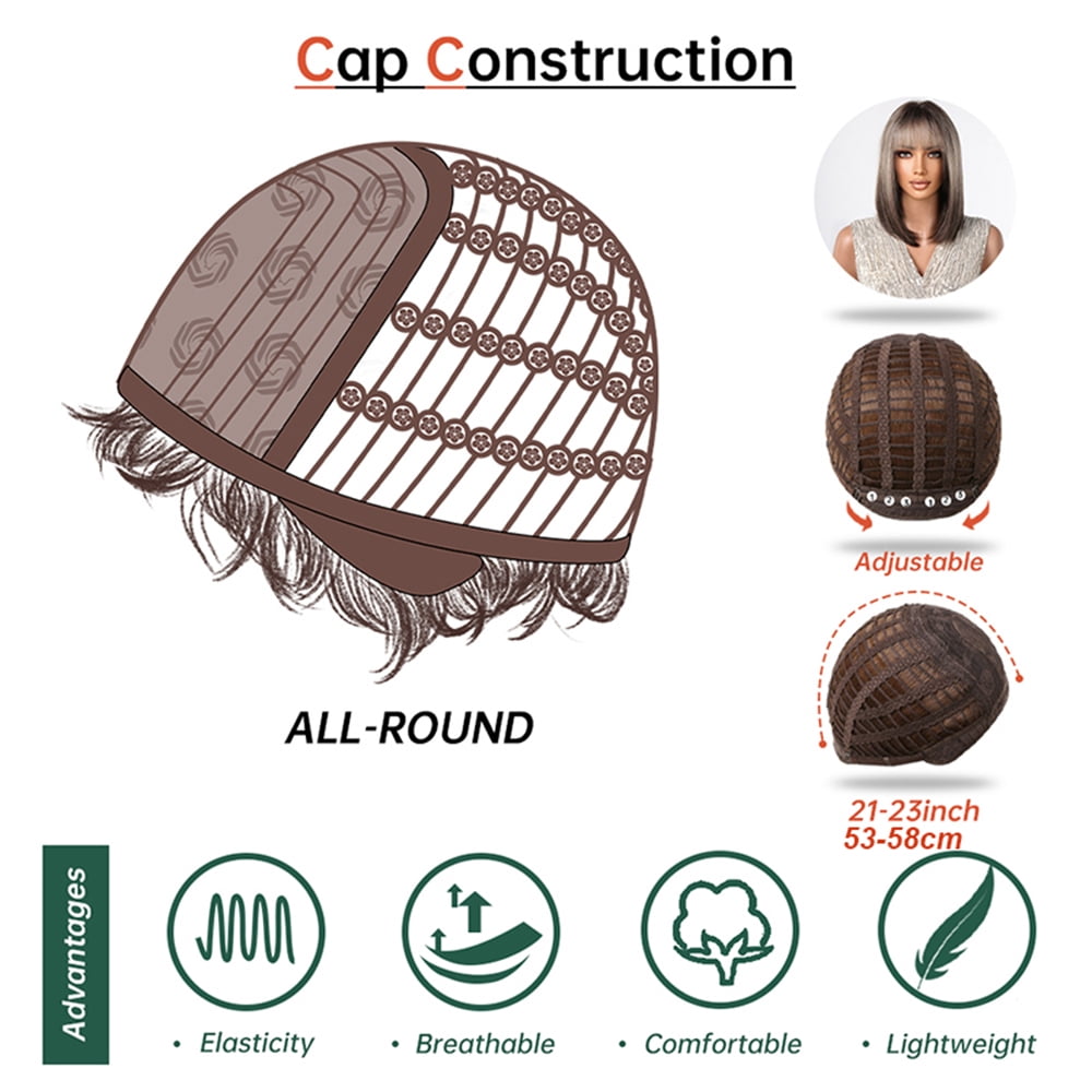 Burgundy Short Bob Wigs For Women Wine Red Wigs with Bangs Synthetic Hair Cosplay Wig