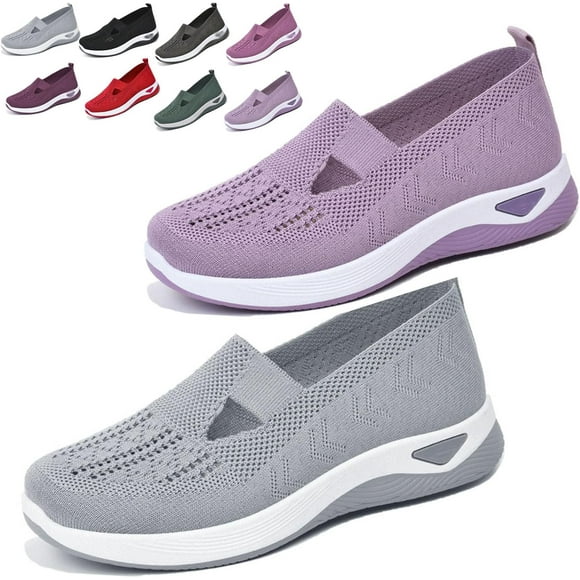 Zapatillas de punto cómodas y transpirables para mujer, zapatillas de punto para mujer, zapatos anchos transpirables para mujer