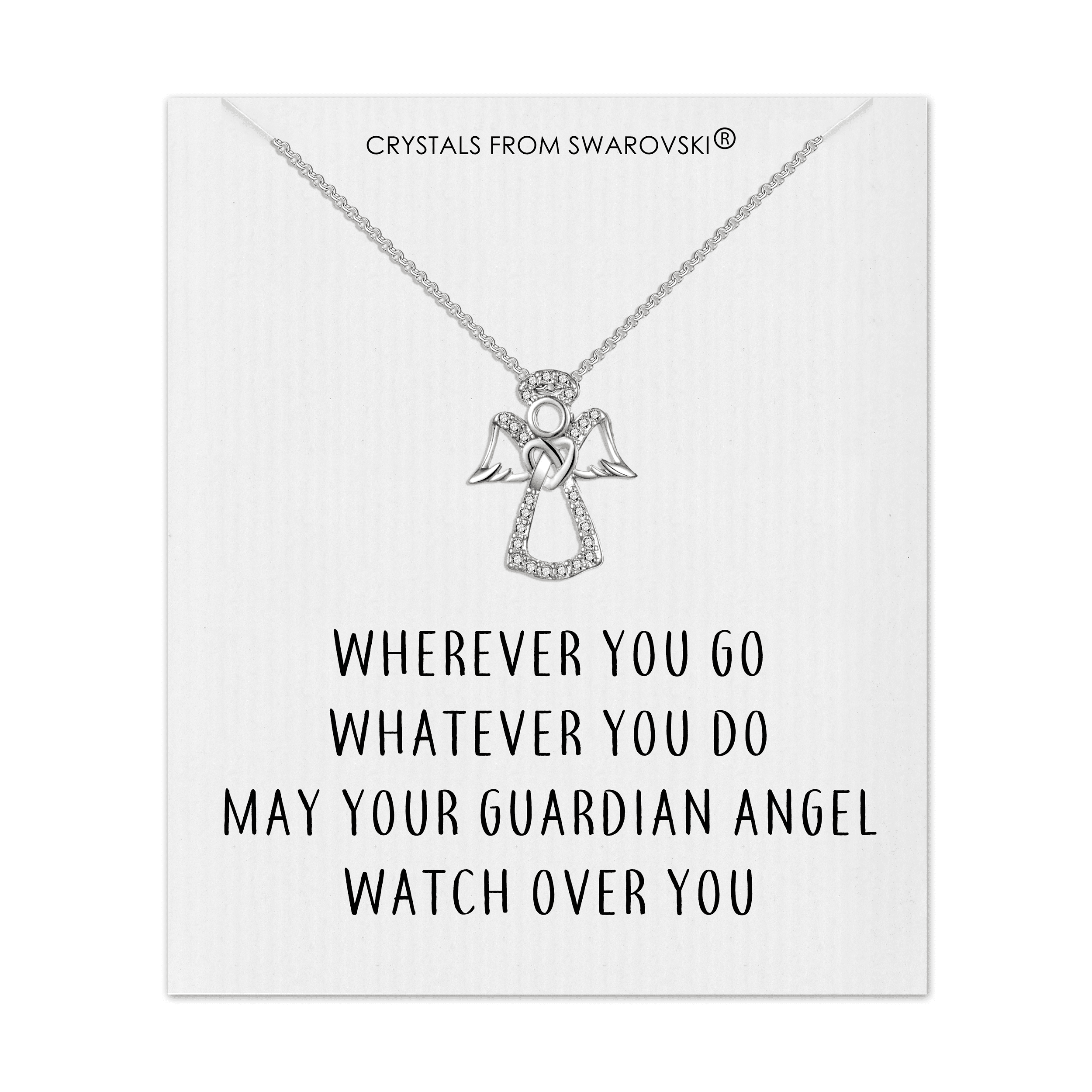 Guardian Angel Necklace with Quote Card Created with Zircondia® Crystals