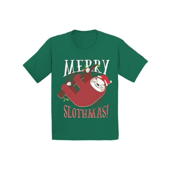 Awkward Styles Xmas T-Shirt for Boys Girls Merry Slothmas Christmas Toddler Shirt