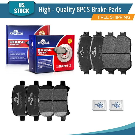YXPCARS 8PCS Ceramic Brake Pads for Toyota Solara 2004-2008 Avalon 2005-2007 Camry 2005-2006, Front & Rear D906 D828