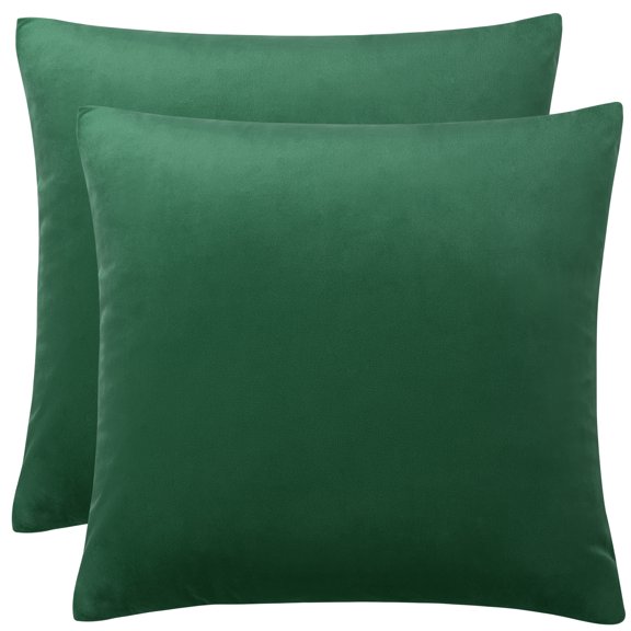 PiccoCasa Fleece Square Euro Throw Pillow Covers 18"x18", Forrest Green, 2 Pack