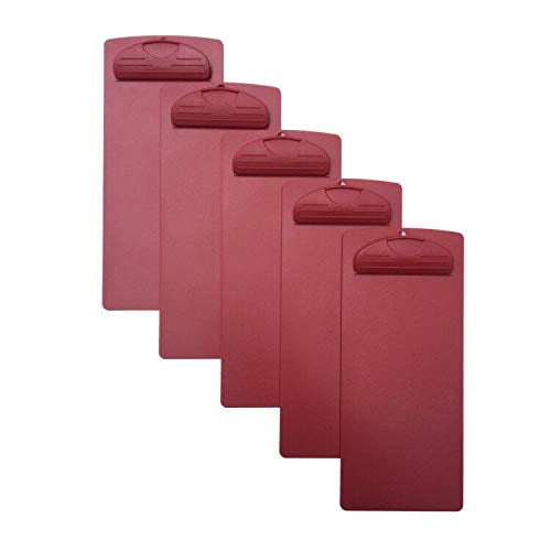 HERF Plastic Clipboard Use to Clip Menu or Storage Papers, 4x9in, 5-Pack (Red)