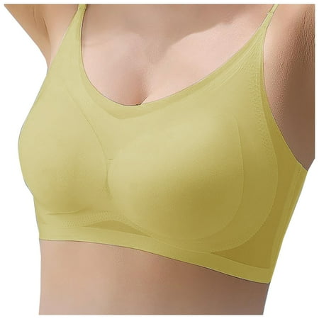 DuoJiaJ Women s Thin Ice Silk Seamless Thin Breathable Big Chest Small Strap Beauty Back Sleep Bra Plus Size Bras