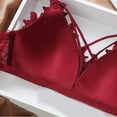 thumbnail image 5 of Tao Tao Women's Lace Flower Embroidery Bra Fashion Underwear Comfortable Seamless Adjustment Bra Women's Wireless Bra Underwear Red 85C, 5 of 5