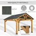 thumbnail image 4 of Outsunny 11x13 Hardtop Gazebo with Wooden Frame, Permanent Metal Roof Gazebo Canopy with Ceiling Hook for Garden, Patio, Backyard, 4 of 10