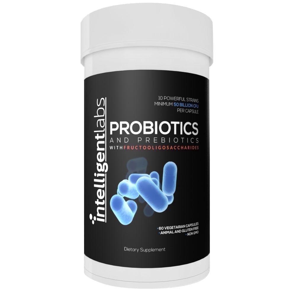 Intelligent Labs 50 Billion CFU Probiotic with Prebiotics For Men & Women | Digestive & Immune Support | Delayed Release Capsules | Shelf Stable | 60 Capsules (60-Day Supply)