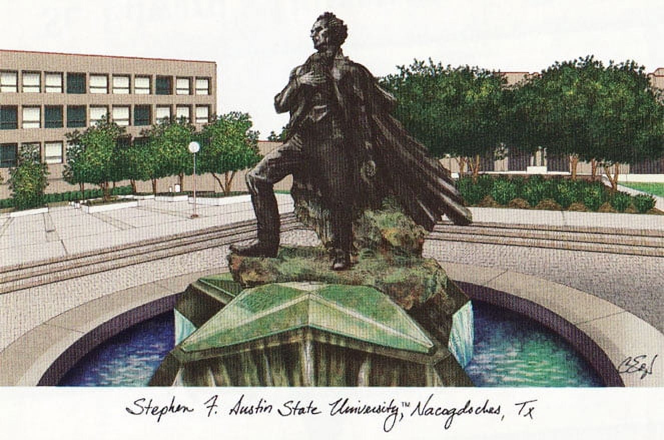 Stephen F Austin 14w x 11h Manhattan Black Single Mat Gold Embossed Diploma Frame with Bonus Campus Images Lithograph (value savings at $59)