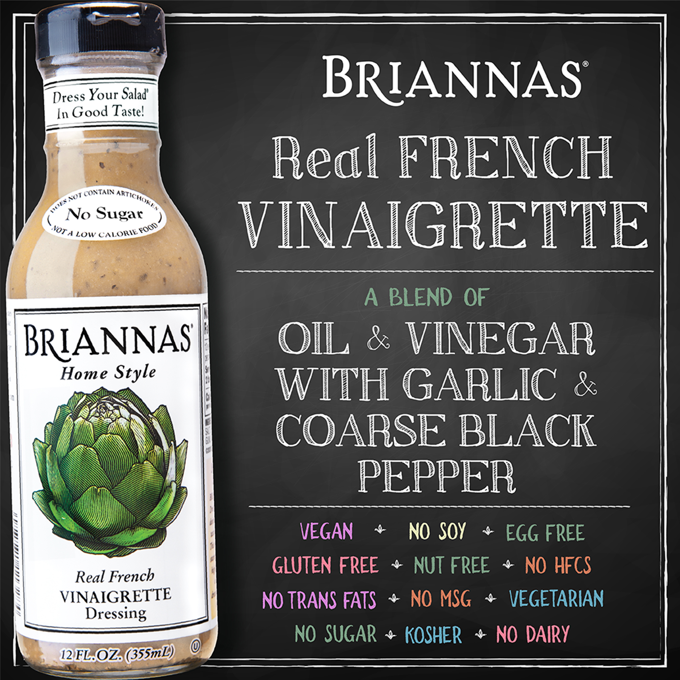 BRIANNAS Home Style Real French Vinaigrette Salad Dressing,  Sugar-Free, 12 fl oz - image 4 of 5