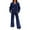 Blue, variant on Matching Sets Women Clothing 2 Piece Sets for Women Two Piece Set Casual 2 Piece Outfit for Women - Long Sleeve Button Down Shirt   Flare Pleated Wide Leg Pants Sets Streetwear, Dark Blue-L