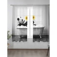 thumbnail image 2 of Sheer Curtains 63 Inch Length 2 Panels Set for Bedroom, Funny Panda Semi Sheer Curtains for Windows, Cute Art Vintage Lovely Animals on Bathtub Voile Window Treatments Rod Pocket Curtain, 2 of 7