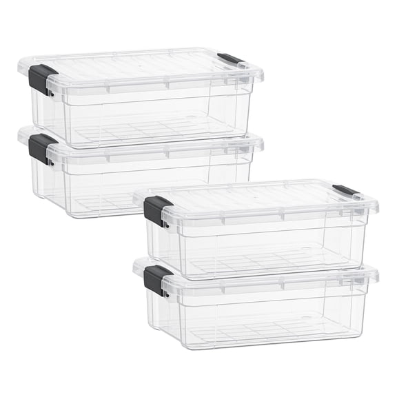 Superio Clear Storage Boxes with Lids, Plastic Container Bins for Organizing, Stackable Crates, BPA Free, Non Toxic, Odor Free, Organizers for Home, Office, School, and Dorm, 4.5 Quart, 4 Pack