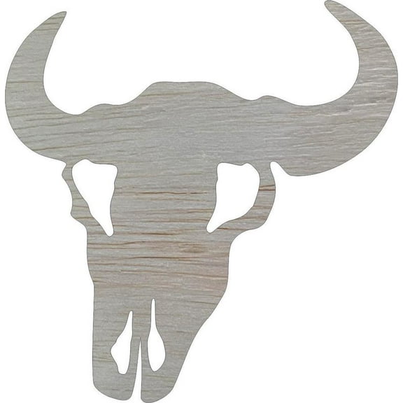 Cow Skull Wood Craft Cutout, 4'' Unfinished DIY Shape