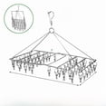 thumbnail image 1 of New Chinese Style Stainless Steel Folding Drying Rack with 46 Clips - Multi-functional for Socks, Underwear & Small Garments, Windproof Design for Home & Dormitory, Single Packaged 4.0 Line Square, 1 of 6