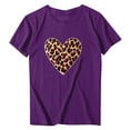 thumbnail image 5 of WREESH Women's Graphic T Shirts Valentine's Day Leopard Heart Printed Tees for 2025 Casual Short Sleeve Tee Tops Purple, 5 of 5