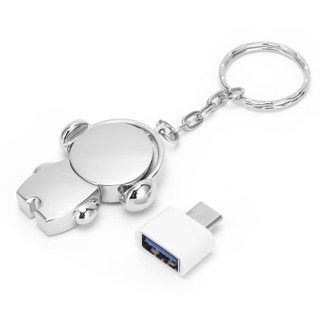 Unidad flash USB 2.0 para coche, diseño de dibujos animados, de metal, para regalo, accesorios de ordenador, color plateado claro de luna, 128 GB