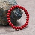 thumbnail image 3 of Nvzi Pulsera elástica con cuentas de madera para hombre - Roja, 3 of 4