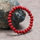 thumbnail image 3 of Nvzi Pulsera elástica con cuentas de madera para hombre - Roja, 3 of 4