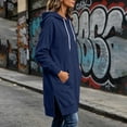 thumbnail image 7 of Kezqiaxn Womens Hoodie Fashion Solid Color Side Slit Casual Long Sweatshirts Long Sleeve Drawstring Pullover Tops with Pockets, 7 of 7