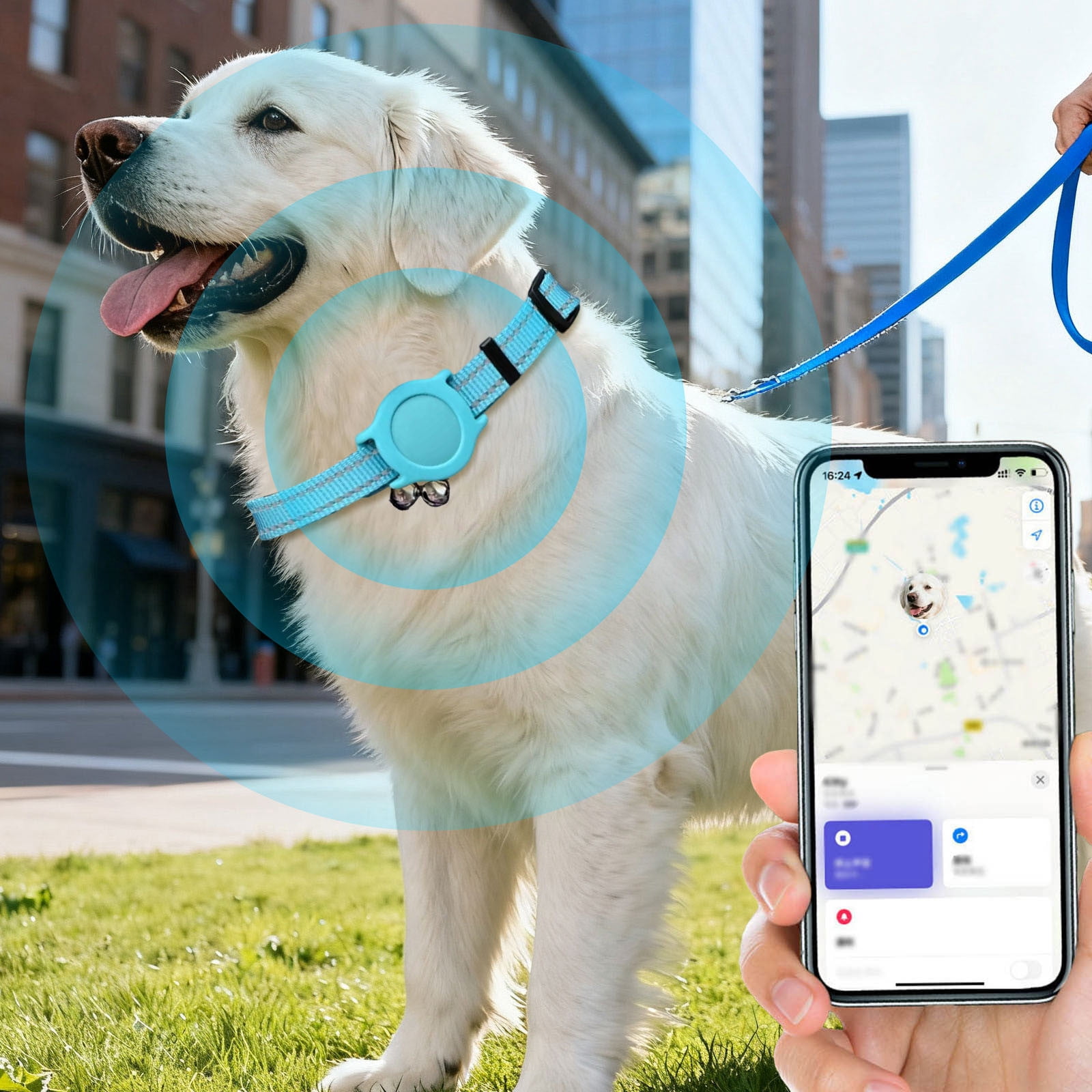 GPS Pet Locator Tracker with Adjustable Collar for Dogs & Cats, Long Battery Life Real-Time Tracking Device, Compatible with iOS Android for Anti-Lost Pet Location Monitoring