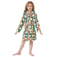 thumbnail image 6 of FORMRS Niños Bathrobe Unisex Hooded Robe Soft Plush Pajamas Sleepwear, Size 7-9T, Green Checkered Daisy, 6 of 7