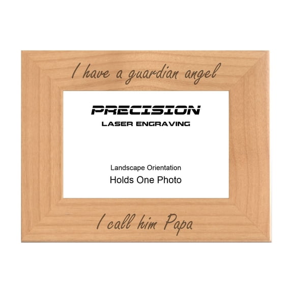 PrecisionNC Grandpa Remembrance Frame I have a guardian angel I call him Papa Engraved Natural Wood Memorial Picture Frame 4x6 Landscape