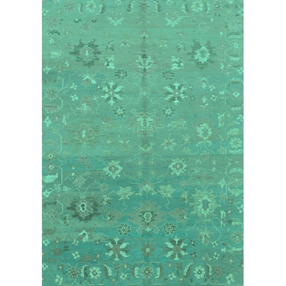Ahgly Company Indoor Rectangle Abstract Turquoise Blue Modern Area Rugs, 4' x 6'
