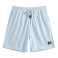 thumbnail image 3 of Nestiefly Mens Casual Waffle Shorts Cotton Drawstring Shorts Stretch Elastic Waist Summer Beach Lounge Sweat Shorts Light Blue 3XL, 3 of 5