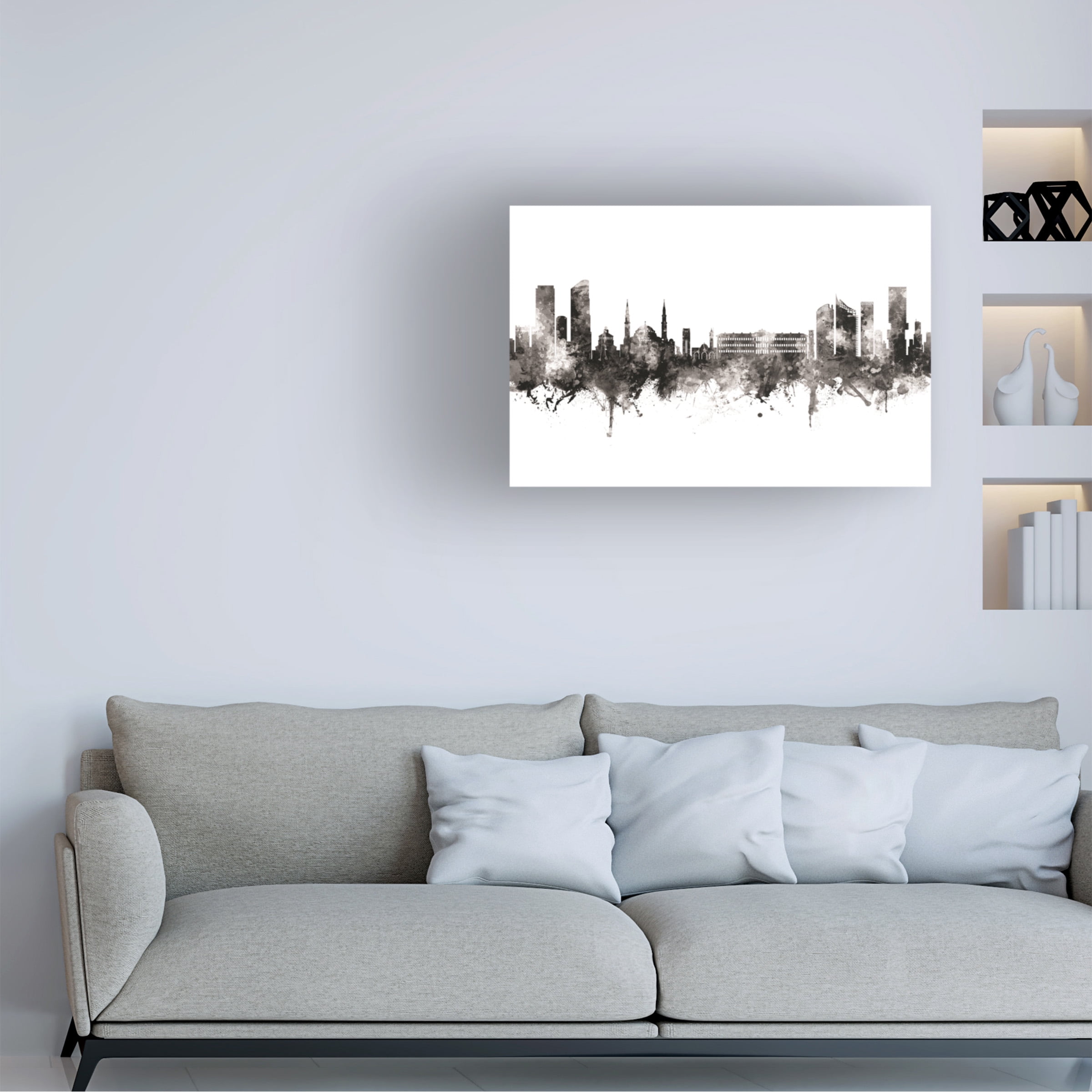 Michael Tompsett 'Beirut Lebanon Skyline Black White' Canvas Art