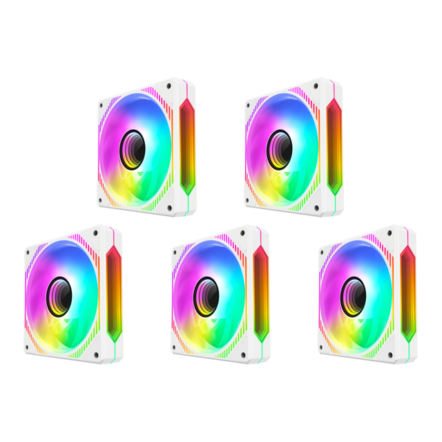 Magic Mirror PRO Lente cristal Infinity Mirror Chasis Ventilador 5V 3 pines ARGB+12V 4 pines PWM 12cm Computadora escritorio FDB Ventilador enfriamiento (Hoja inversa-Blanco)