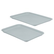 Uxcell 12x9" Fast Food Tray, 2 Pack Plastic Reusable Multi-Purpose Rectangle Serving Tray Light Blue