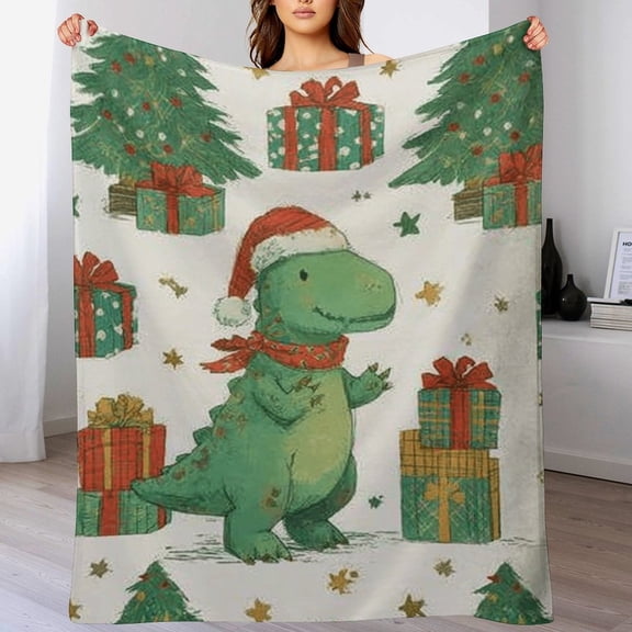 RKSupls Christmas Throw Blanket,Soft Flannel Cute dinosaur Blanket,Fuzzy Warm Cozy Winter Blanket for Couch Bed Home Decor,30x40 in